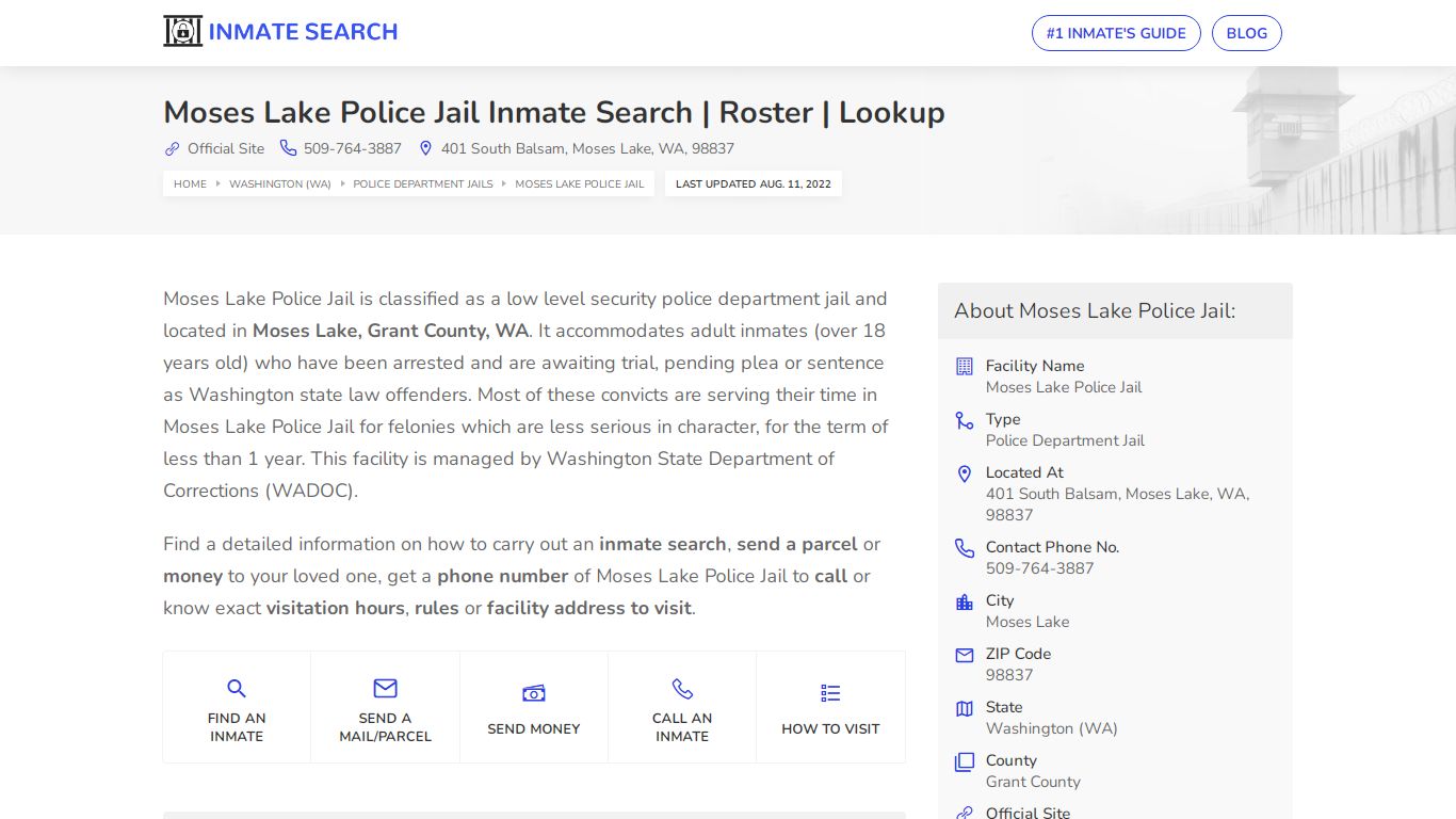 Moses Lake Police Jail Inmate Search | Roster | Lookup