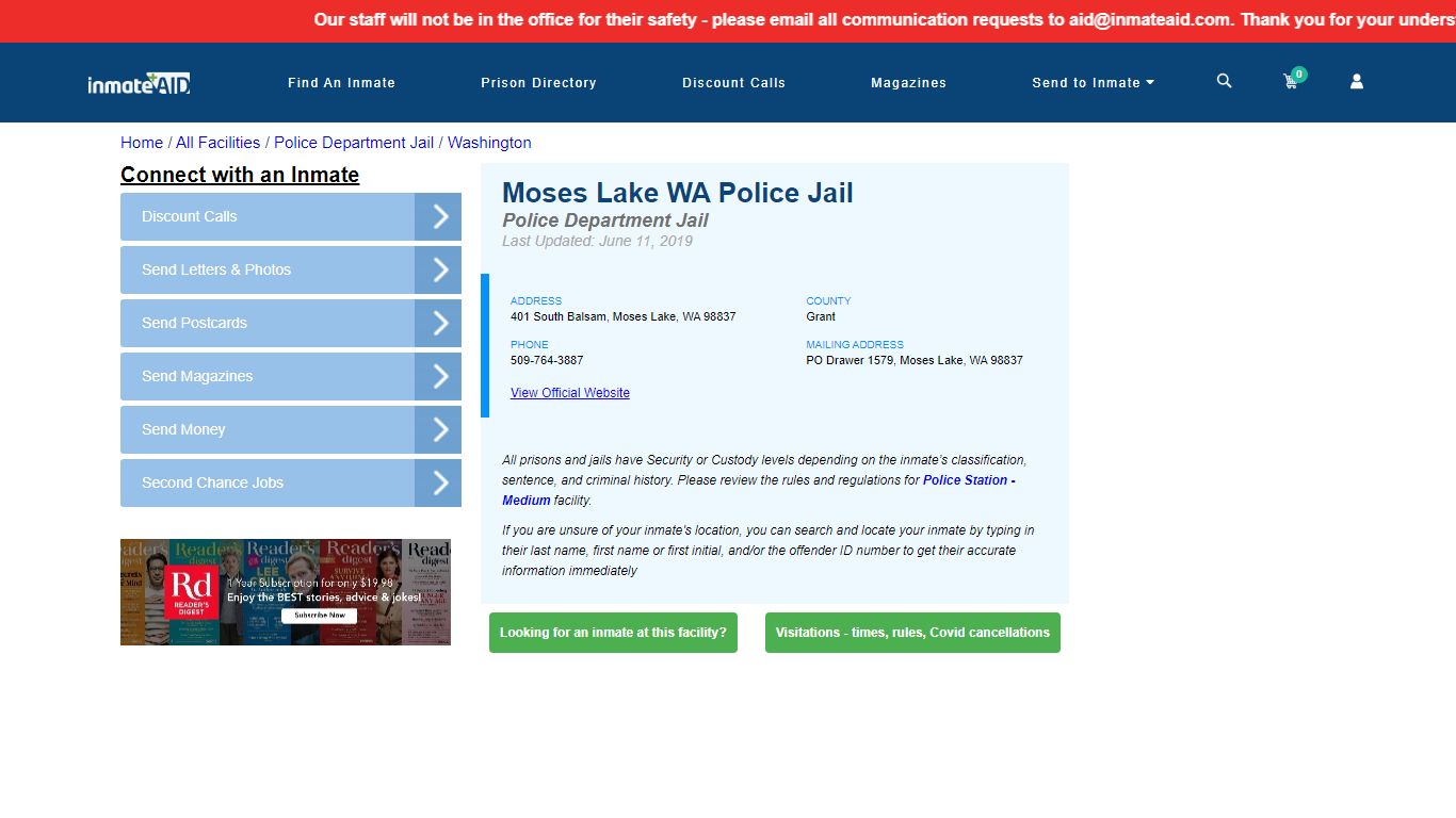 Moses Lake WA Police Jail & Inmate Search - Moses Lake, WA