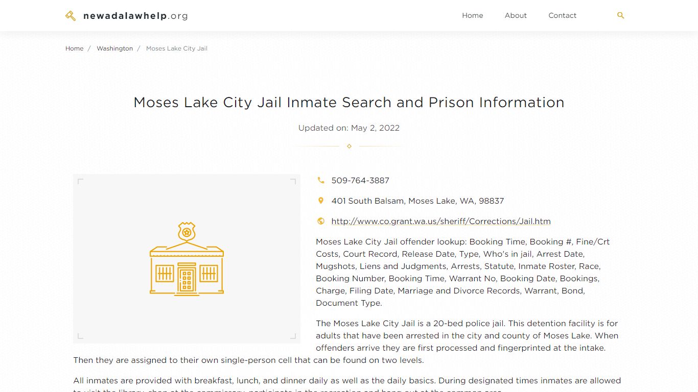 Moses Lake City Jail Inmate Search, Visitation, Phone no ...